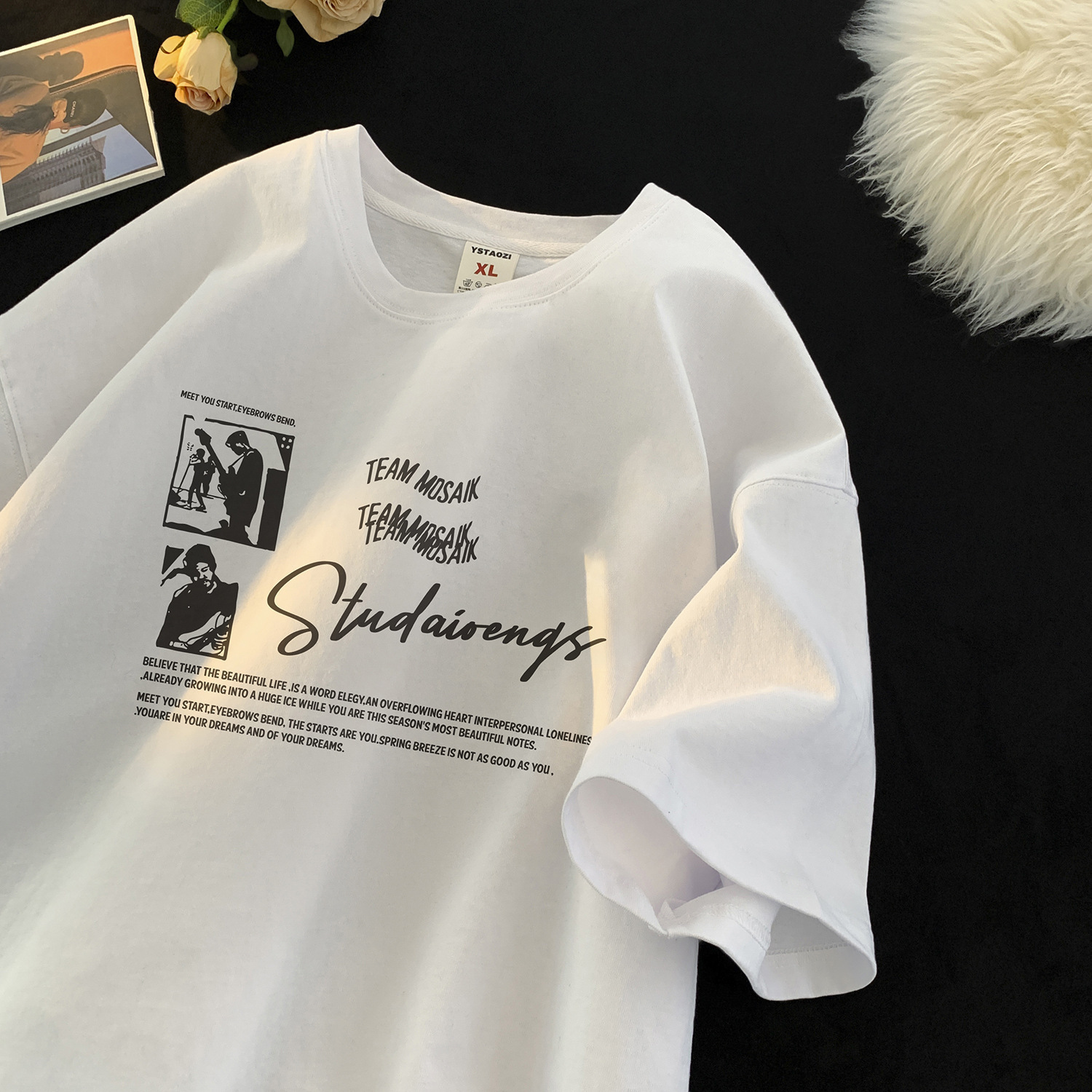 American Retro Pure Cotton Short Sleeve T-shirt For Designer Short Sleeves Men Summer Trendy Brand Cool Heavyweight Half Sleeve Tee Loose Plus Size To