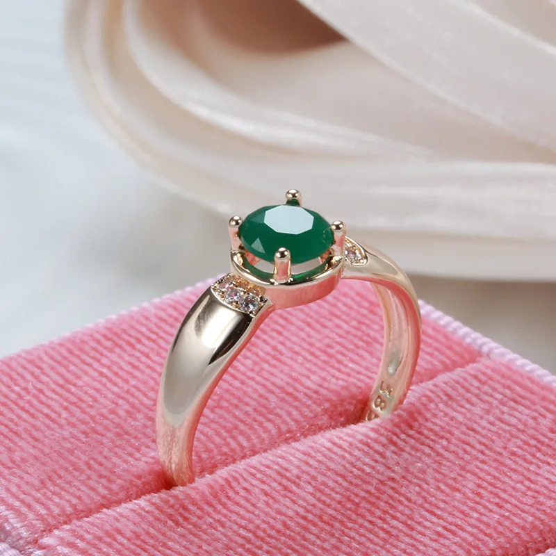 18K Multi Gold Ring for Women Natural 1 Emerald with Diamond Jewelry Anillos De Bizuteria Anillos Mujer Gemstone Rings Box 250716