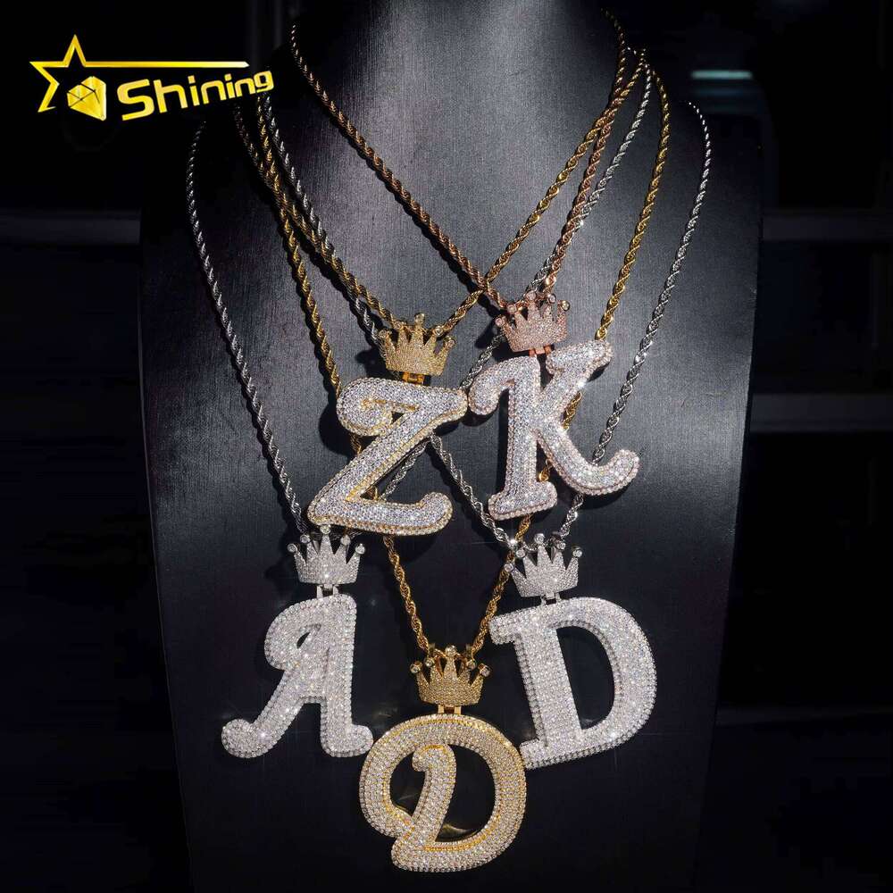 New Arrival Fashion Hip Hop Jewelry Sterling Sier VVS Moissanite Iced Out Initial Letter Pendant Necklace