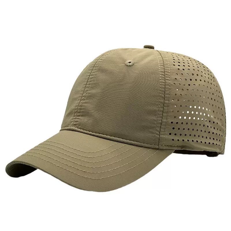 Quick-drying laser perforated soft top outdoor sunshade baseball cap with brim