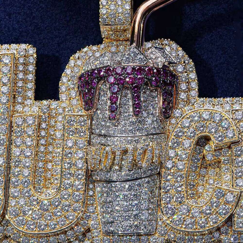 Yellow Gold Vvs Moissanite Dia Hip Hop Custom Iced Out Sier Name Chain Cuban Necklace