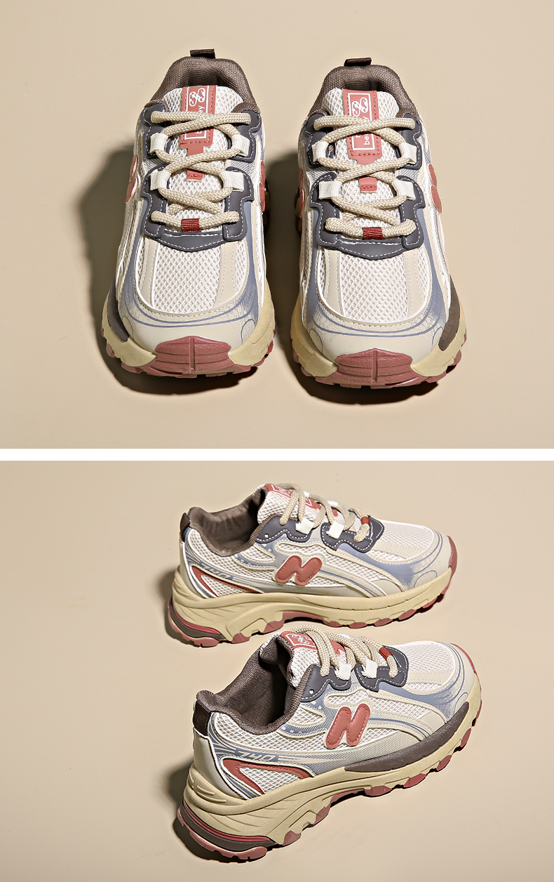 Dad's shoes, women's thick soled casual shoes, Korean style versatile retro breathable niche design sports shoes