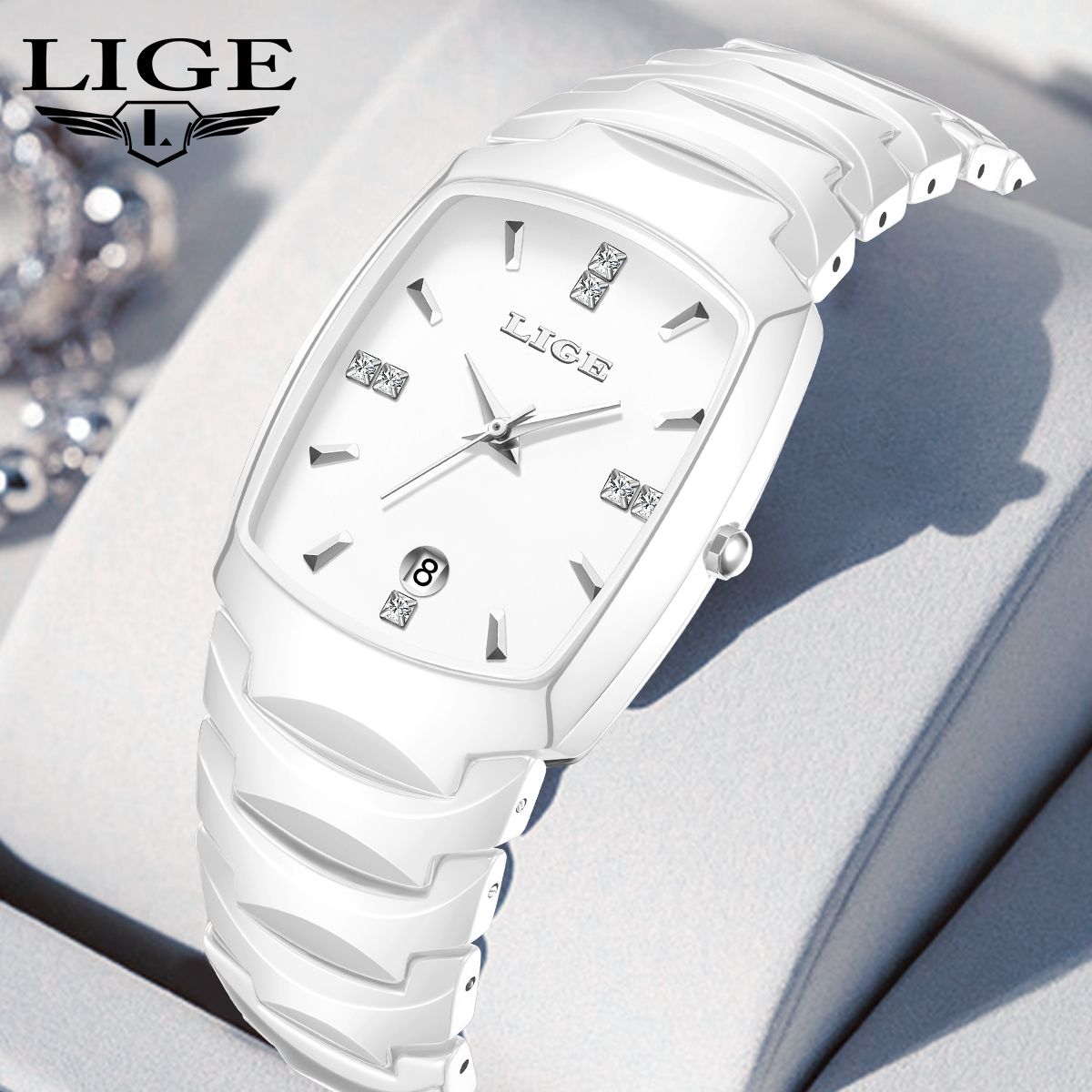 LIGE watch men's universal watch men's and women's same waterproof watch holiday gifts High-end ceramic material watches