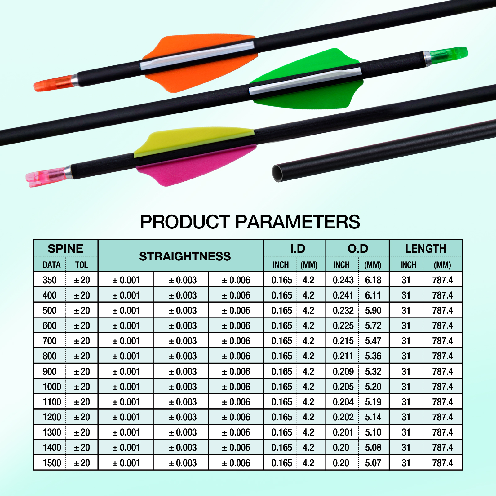 Targeting Arrows without Arrowheads Carbon Archery Arrows 4.2mm Practice Arrows for Recurve Bow & Compound Bow Spine 350-1500 Arrows (12Pcs) 31inch
