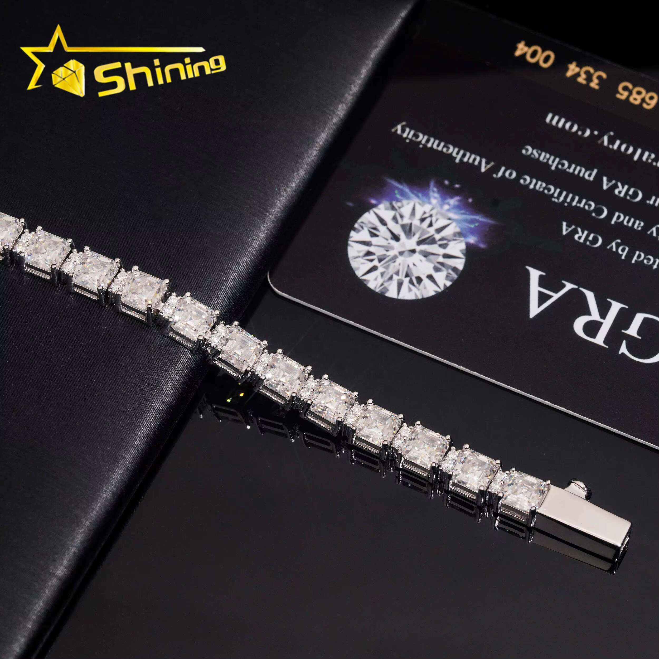Luxury Jewelry Diamond Tester Pass GRA Certified Moissanite VVS High Quality Cut 5*5mm 925 Silver Tennis Bracelet