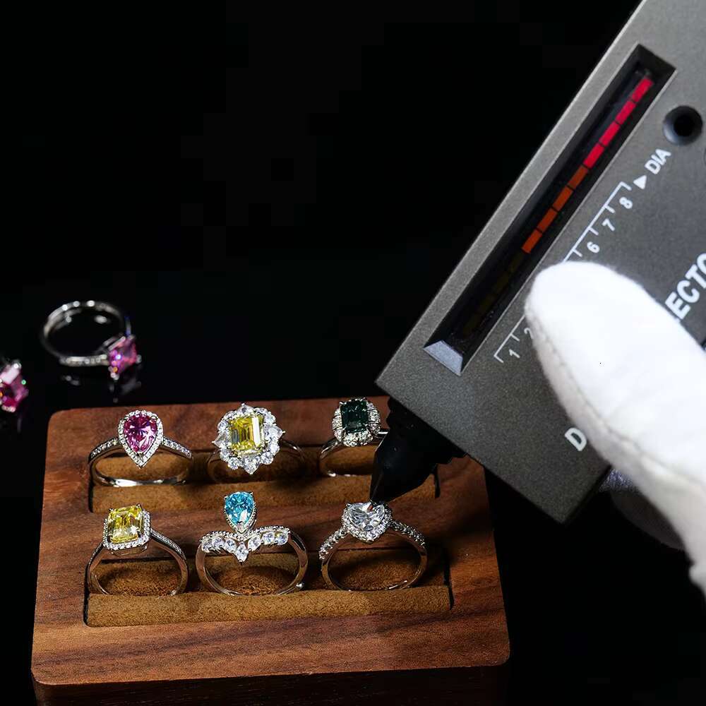 Premium Jewelry VVS Moissanite Ring 925 Sterling Silver Colorful Wedding Party Fashion Bling Bling Diamond GRA Certified