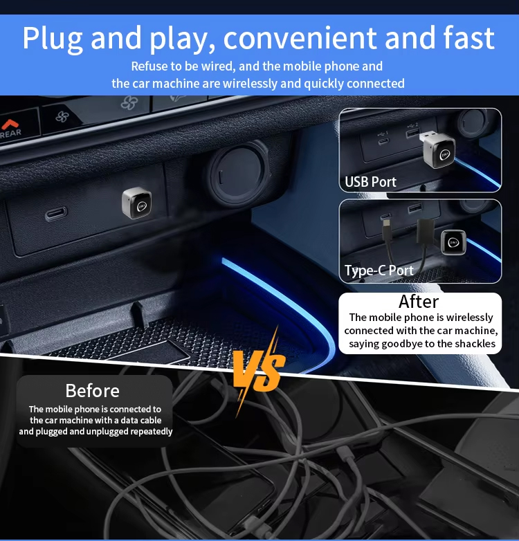Upgrade Wireless CarPlay Android AI Box Plug & Auto Connect 2in1 for Cars Watch Netflix YouTube in 5G WiFi Car Play HD K6 MINI