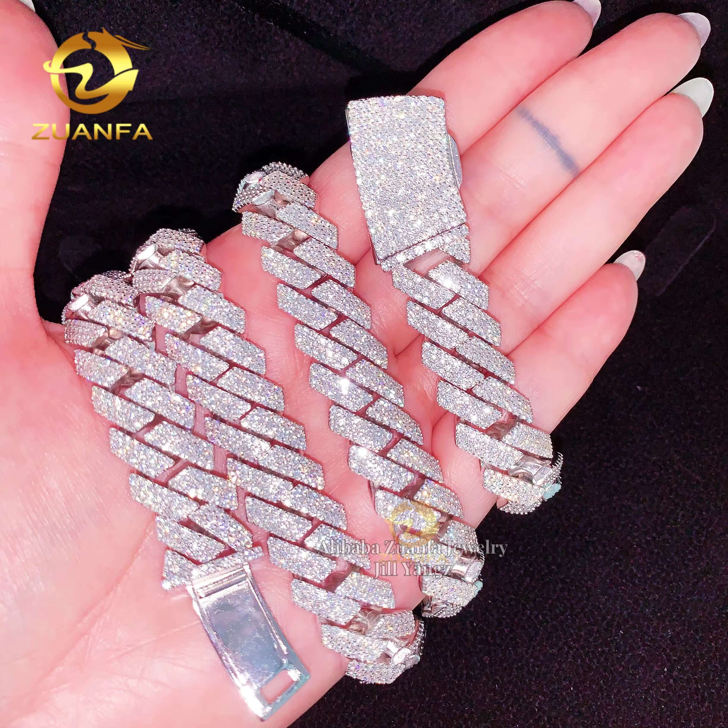 Curved Plug in Ice Box Heavy Thick 15mm GRA Certification Leading Factory Direct Moissanite Cuban Link Chain