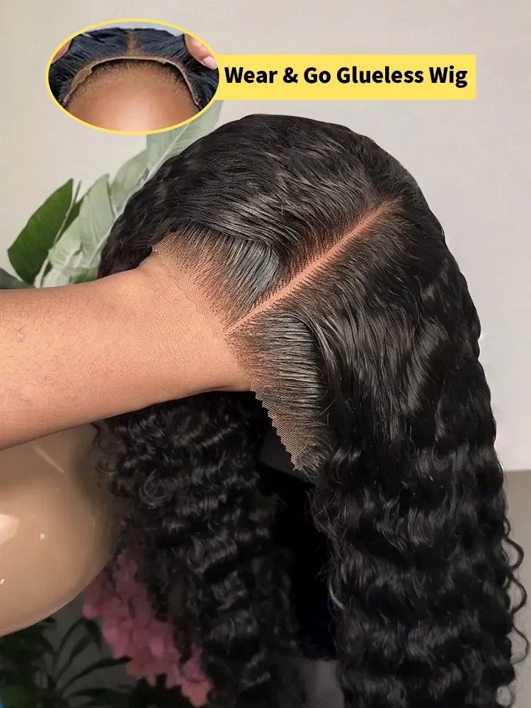 Deep Wave Glueless Wig Ready To Wear And Go PrePlucked For Women Precut 13x4 Hd Frontal Curly Lace Front Wigs On Sale Synthetic Wig