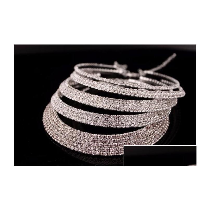 Jewelry Selling Bride Classic Rhinestone Crystal Choker Necklace Earrings And Bracelet Wedding Sets Accessories Bridal Drop Delivery Othd8