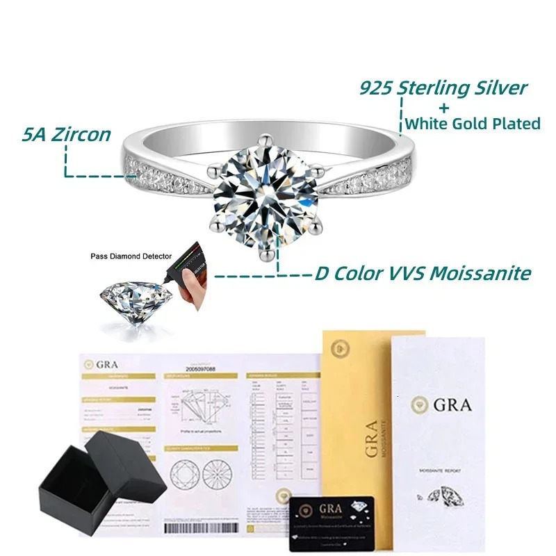 NKHOG Real 3 Rings For Women 925 Sterling Silver Classic 6 Claws Engagement Band Jewelry Romantic Wedding Ring 250716