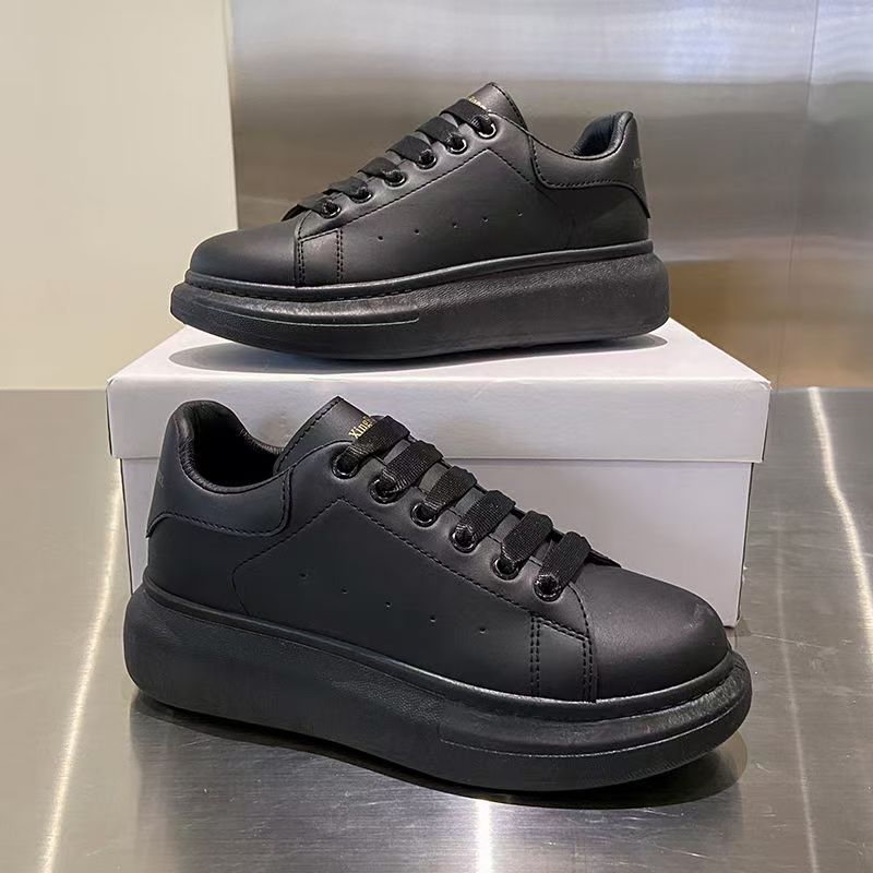 Cowhide Sneakers For Women Casual Shoes Autumn New Thick Soled Flat Height Increasing Casual Sports Shoes Big White Shoes