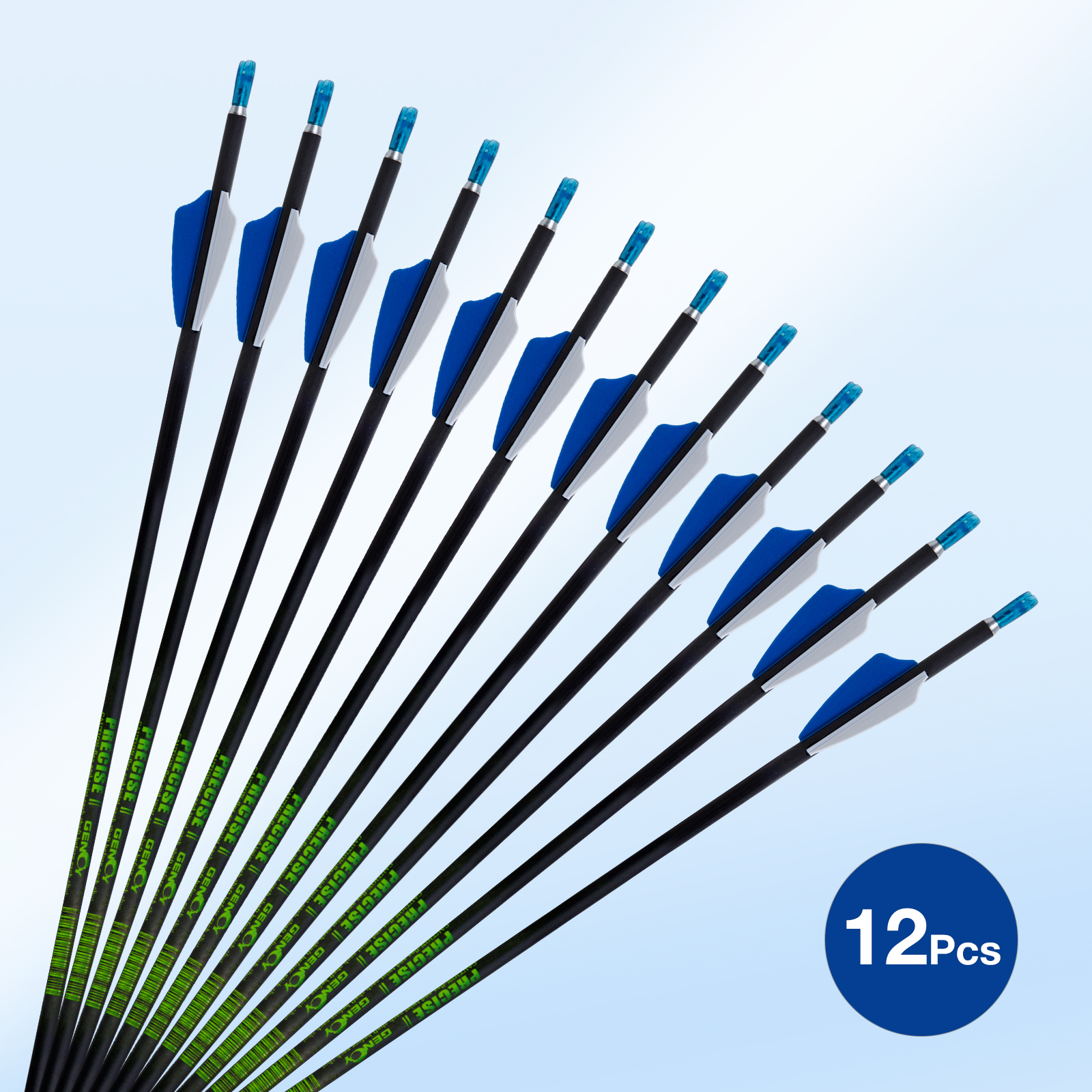31inch Archery Arrows without Arrowheads Carbon Targeting Arrows 4.2mm Training Arrows for Recurve Bow & Compound Bow Spine 350-1500 Arrows (12Pcs)