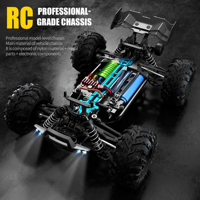 70KM/H RC Off-Road Car 1 16 4WD High Speed With LED Lights 2.4G Inductor Brushless Remote Control Children Toys XJ260703