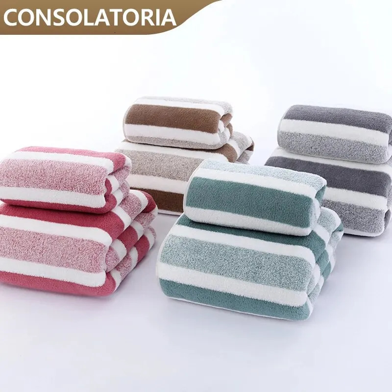 Striped Pattern Towel Set Soft Hand Bath Quick Drying Absorbent Towels For Bathroom 250703