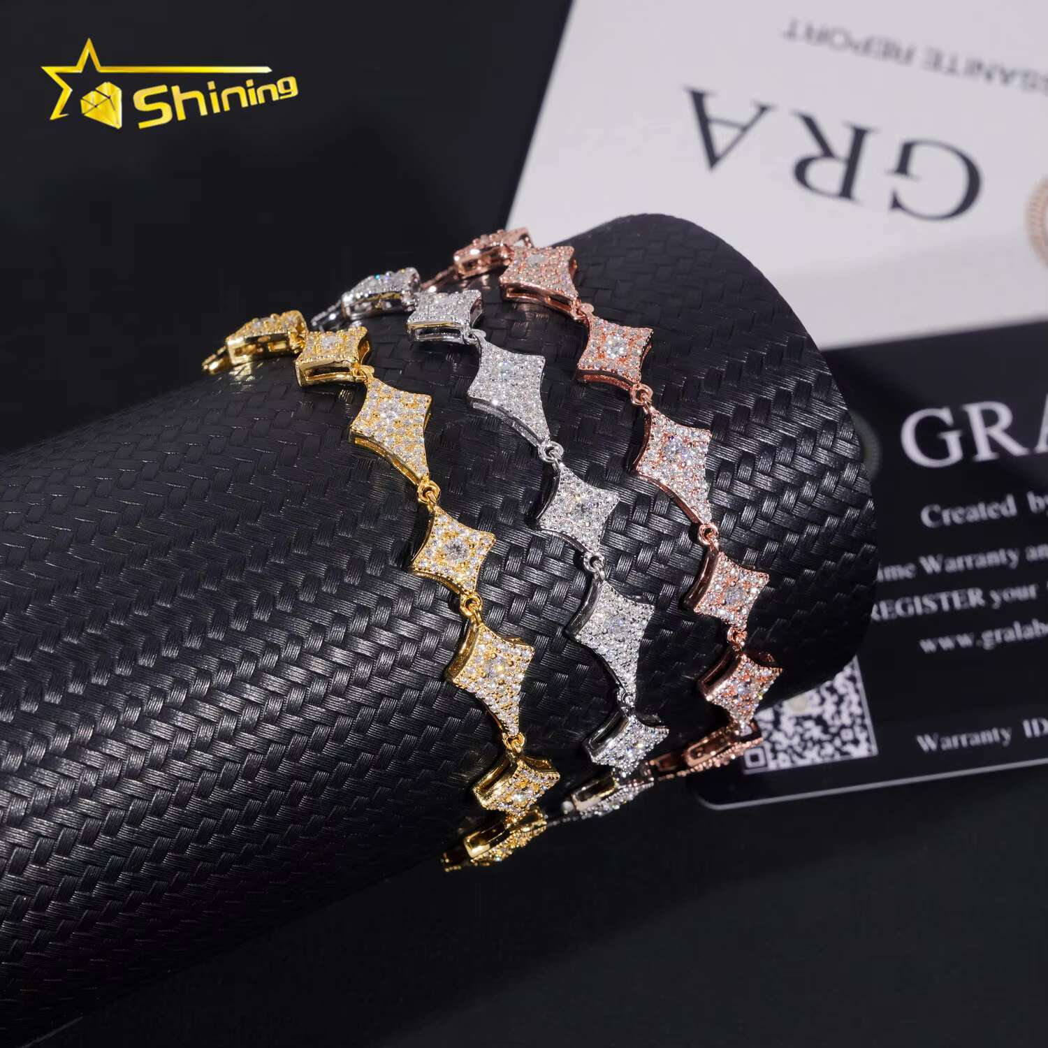GRA Certified Hip Hop Accessories 925 Pure Silver Diamond Moissanite Tennis Chain Bracelet Fashion Necklace Iced Out