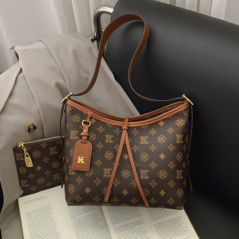 Free shipping designer High-End Color-Block Large Capacity Bag for Women 2025 New Vintage Print Tote Bag Shoulder Bag Crossbody Bag