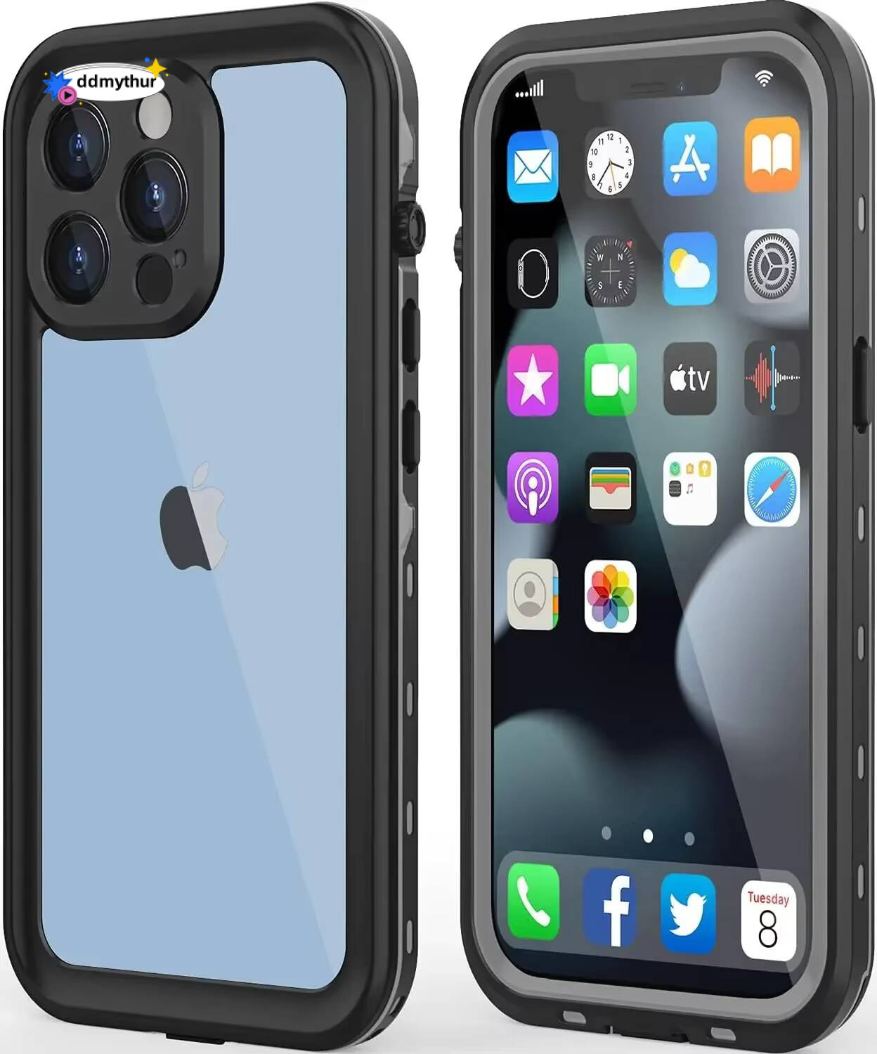 For iPhone 16 15 14 Plus 13 12 11 Pro XS Max XR IP68 Waterproof Phone Case Dustproof Diving Swim Surfing Cover Screen Protector ddmythur
