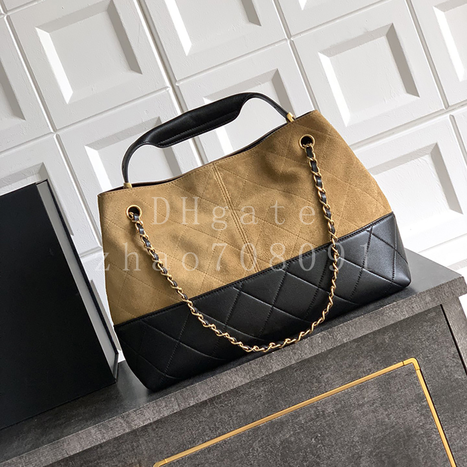 Diamond quality Suede Designer Shopping Bag Small size 36cm Genuine Leather Tote Bag Luxury Shoulder Handbag With box C724