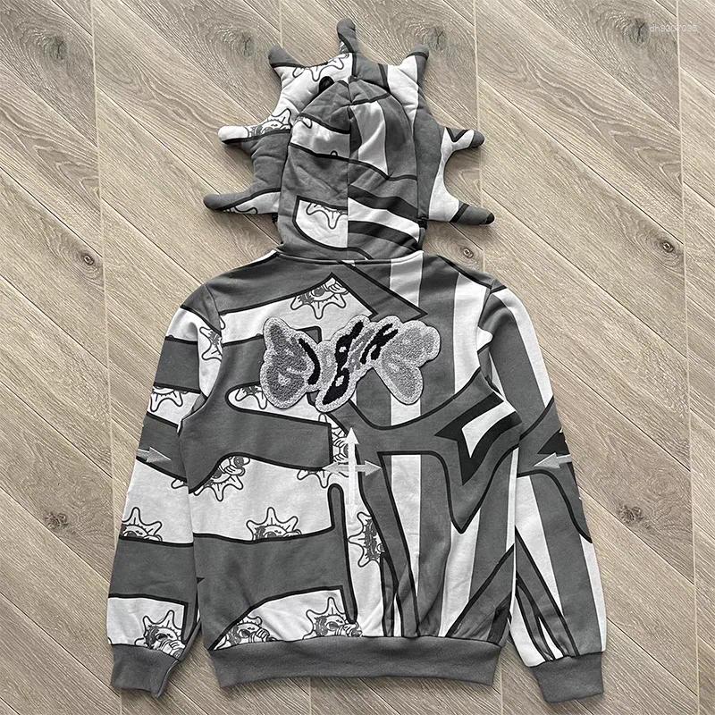 Men's Hoodies Glo Gang The Glory Full Zip Hoodie Men Women 1:1 High Quality Beverage Cartoon Printed Embroidered Zipper Oversize Hooded