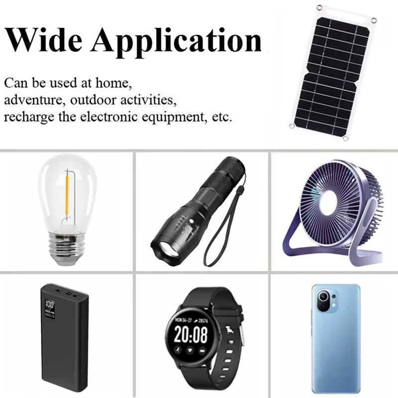 6W Solar Panel Charger 5V USB Solar Cell Portable Flexible Kit Mini Charging System With 2x Carabiner For Phones Car Camping Hiking Power Bank Battery