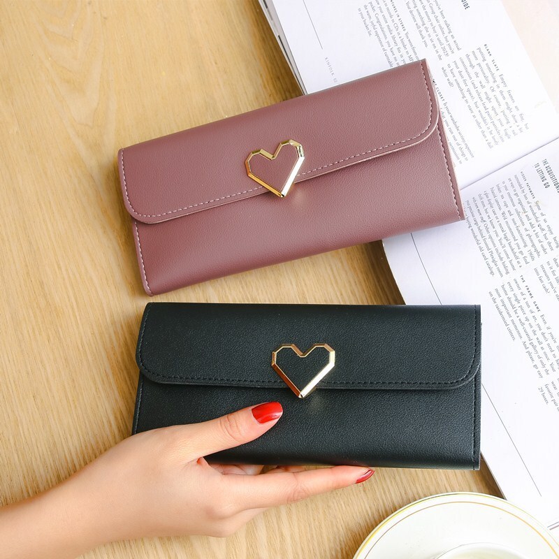 Designer Wallet Luxury Bag 2025 New Plain Heart-shaped Wallet For Women Long Multi-card Slot Buckle Phone Women's Wallet Factory Wholesale