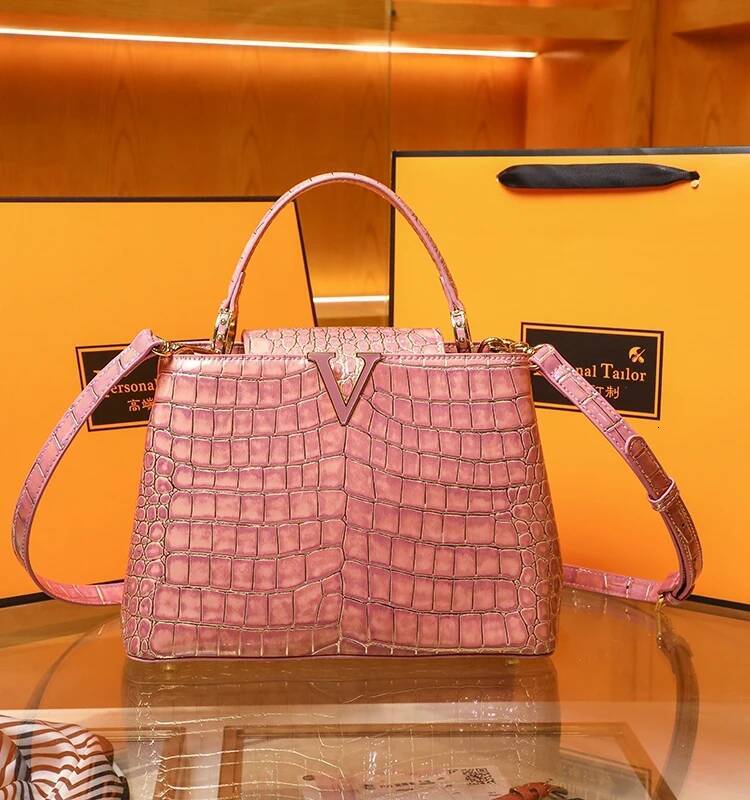 Niche Design Leather Women's 2024 Autumn New High-Grade Crocodile Print Shoulder Bag Handbag