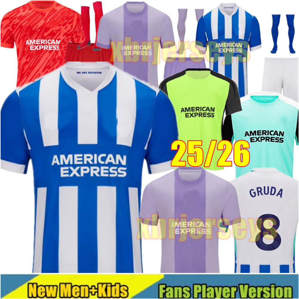 4XL Brighton 25 26 Soccer Jerseys player home away HINSHELWOOD GRUDA ADINGRA MINTEH PEDRO MITOMA MAN FAN KIDS JERSEY 2025 2026 FOOTBALL SHIRTS set man kids