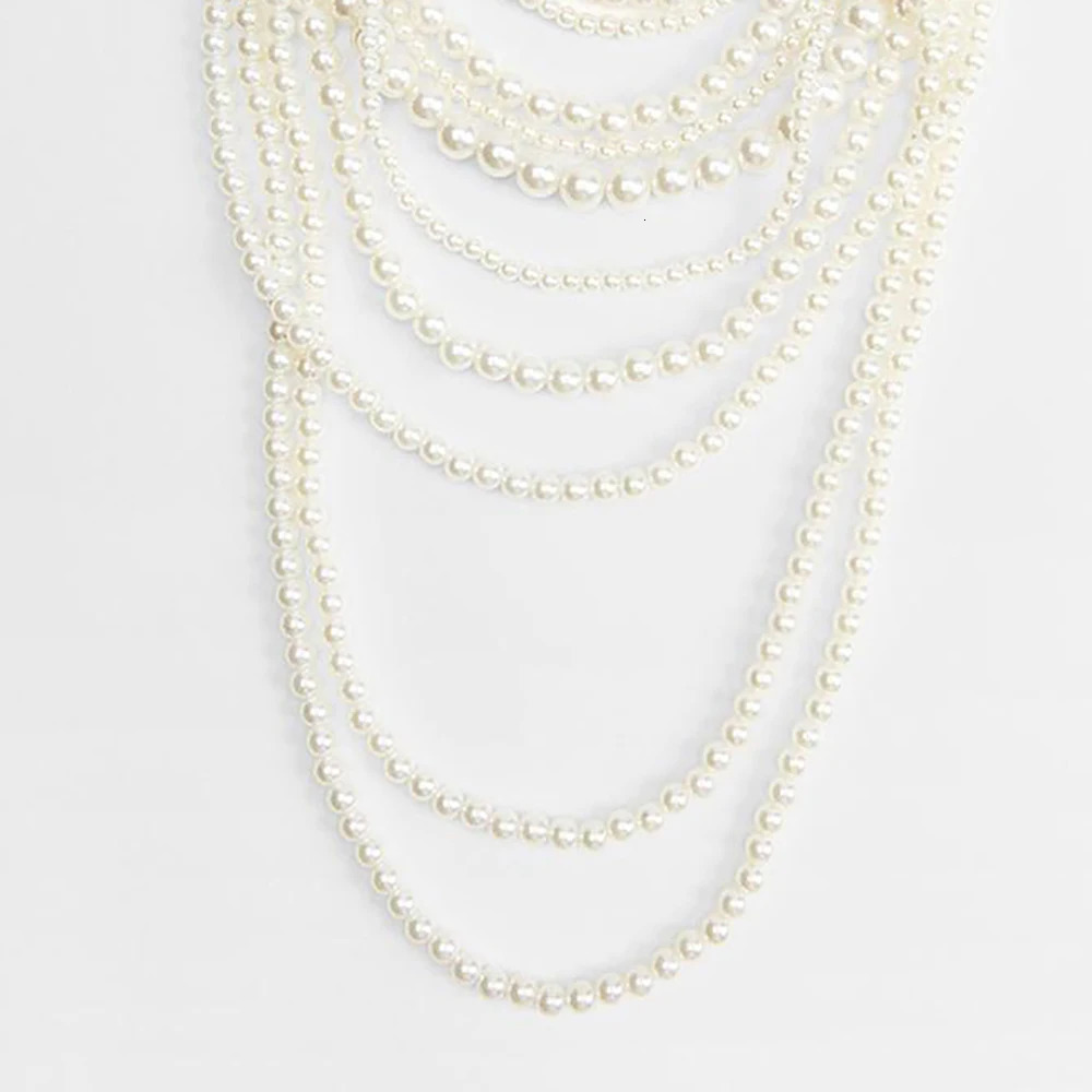 girlgo Zaa MULTI-STRAND FAUX PEARL NECKLACEAutumn Suit Sweater Long Necklace Daily Shopping Wedding Jewelry Accessories 250628