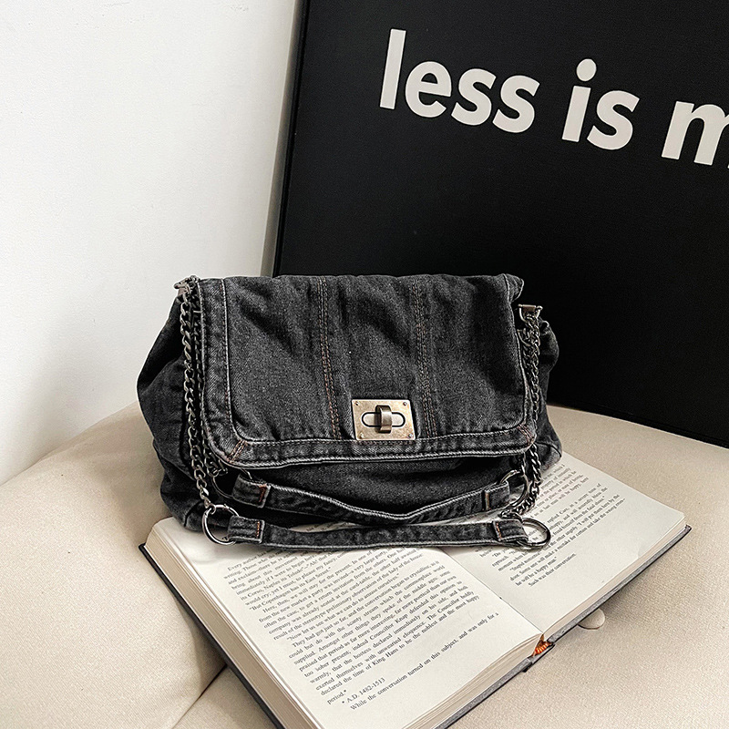 Free Shipping Designer Bag Vintage Casual Denim Bag For Women 2025 New High-end Chain Shoulder Bag Large Capacity Commuter Tote Bag