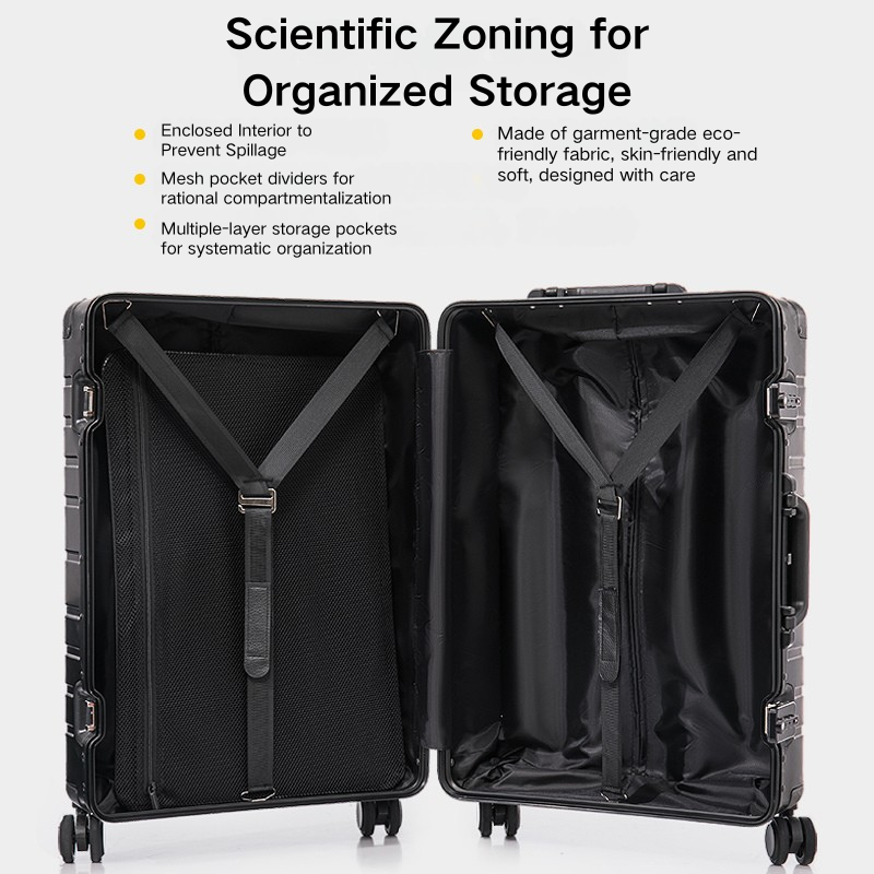 All Aluminum Magnesium Alloy Luggage - High-End Business Travel Suitcase Set with 20 Inch Boarding Case & 24 Inch Main Bag