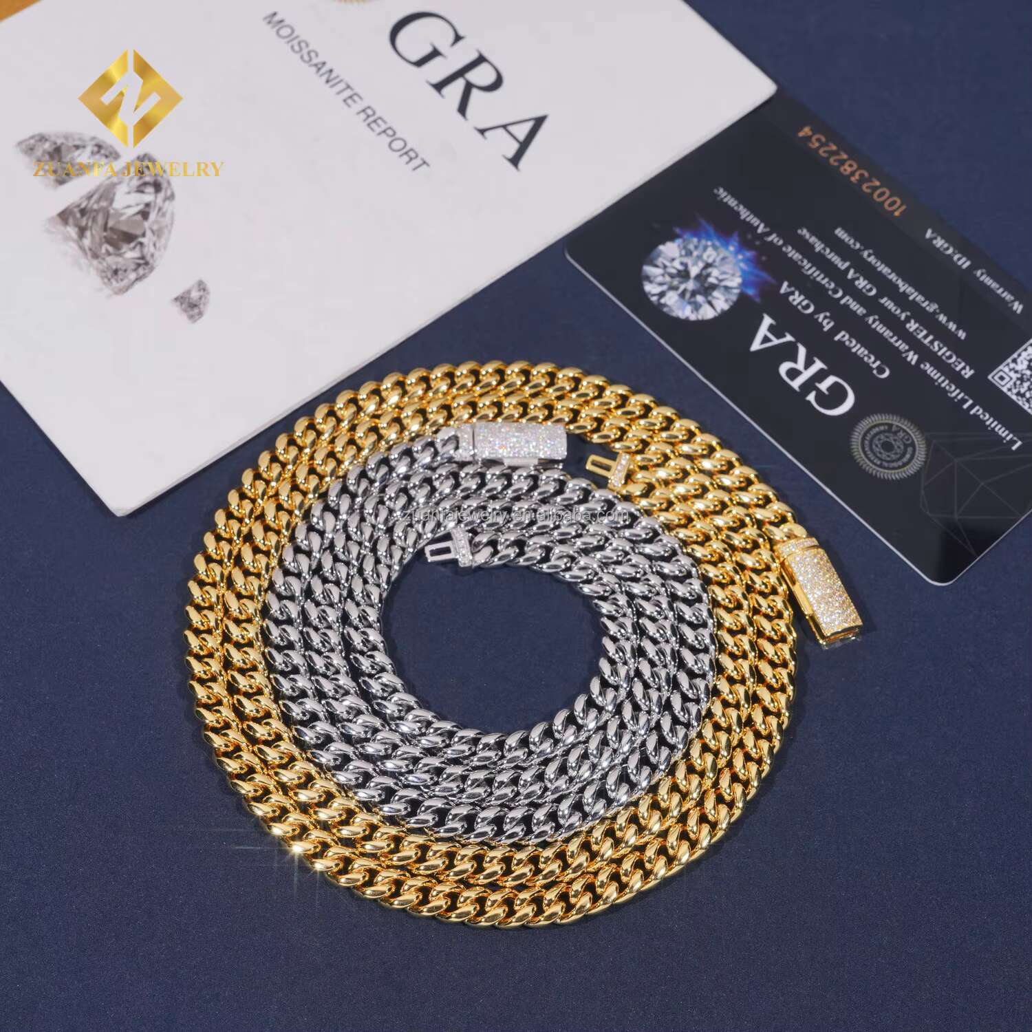 Stock 6mm 8mm Iced Out Man Hip Hop Jewelry 14k Gold Plated 316L Stainless Steel Moissanite Diamond Miami Plain Cuban Link Chain