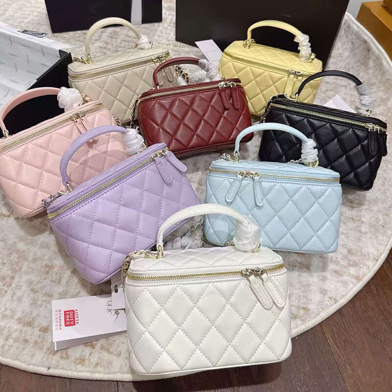 Woman Crossbody Bags Designer Shoulder Bag Yellow Vanity Lipstick Cosmetic Bag Case Purse Real Leather Chain Lady Handbags Mirror