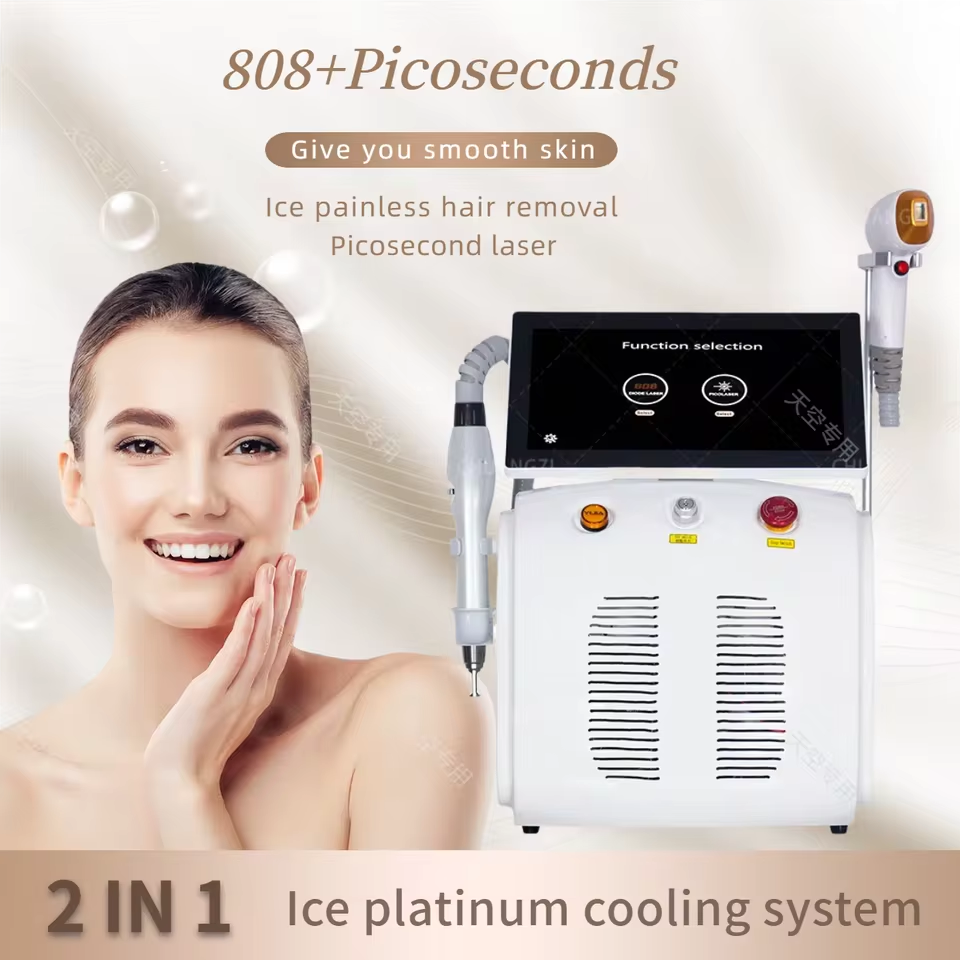 2 In 1 Diode Laser and Picosecond Laser 808 Diode Laser Hair Removal Tattoo Removal Machine Multifunctional Beauty Device