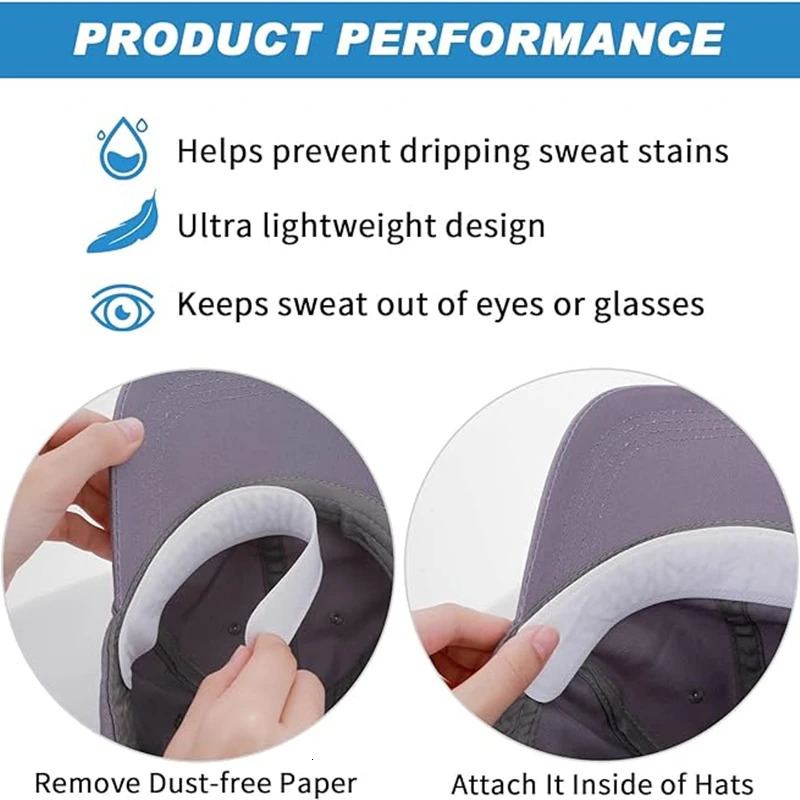 5010PCS Hat Sweat Absorber Stickers Summer Cap Liner Bands Sweatband Visor Hats Adhesive Absorbing Strips Pads Tools 250625