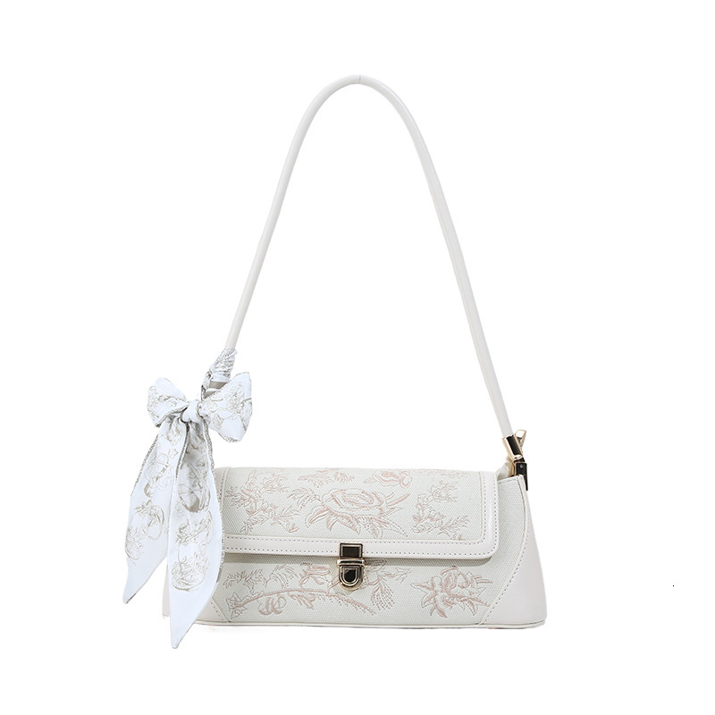 New Chinese Style Women's Shoulder Bag Free Shipping Designer Heavy Embroidery Baguette Bag High-end Liquid Under Bag Luxury Shopping Bag Handbag