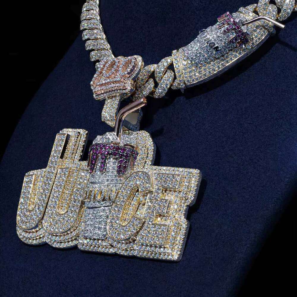 Yellow Gold Vvs Moissanite Dia Hip Hop Custom Iced Out Sier Name Chain Cuban Necklace