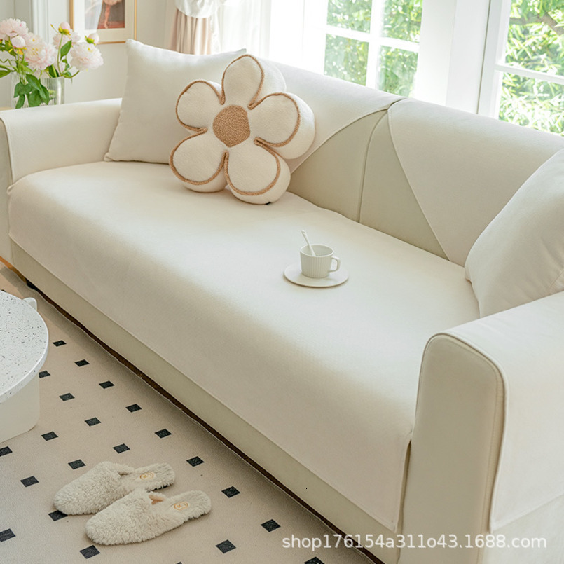 Minimalist Nordic Style Chenille Cushion All-Season Breathable Seat Fabric Non-Slip Slipcover Combination Sofa Cover