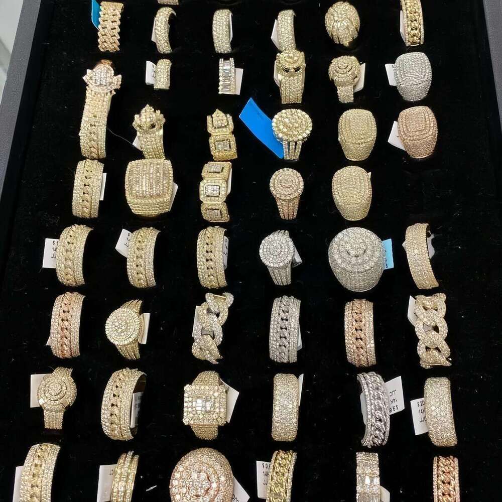 Moissanite Dia Iced Out Men Championship Ring Band Rings Hip Hop Jewelry Bulk Wholesale Fine Gold Sier Custom Rapper Gift