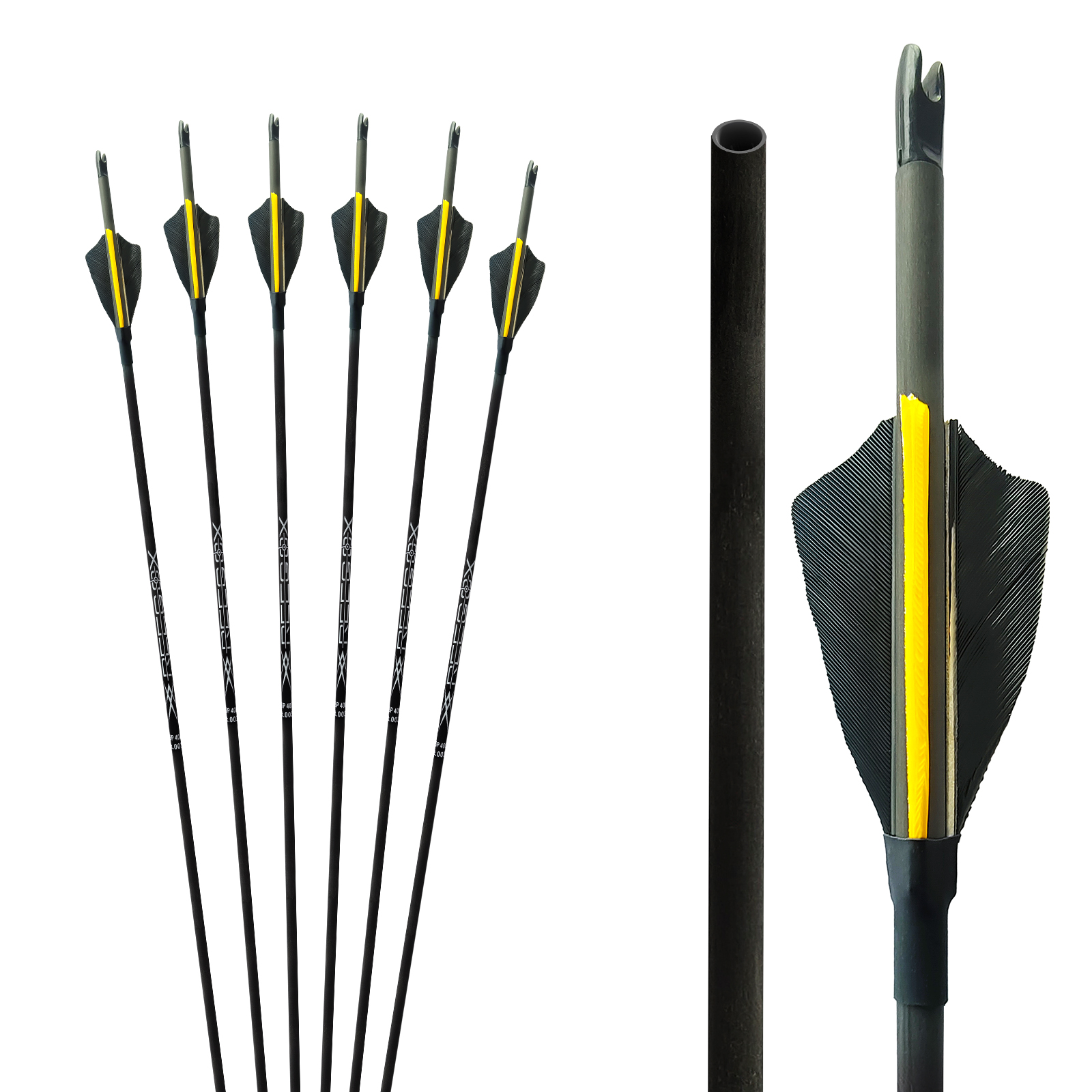Archery Hunting Arrows 31inch Carbon Arrows Without Arrowheads Turkey Feathers 4.2mm Targeting Arrows for Bow Spine 350-1500 (6Pcs)