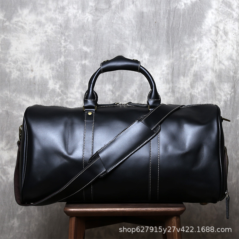 Crazy Horse Leather Mens Bag Travel Bag Genuine Leather Large Capacity Luggage Bag Top Layer Cowhide Mens Bag