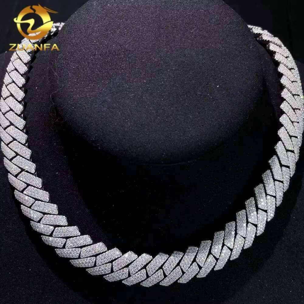 Curved Plug in Ice Box Heavy Thick 15mm GRA Certification Leading Factory Direct Moissanite Cuban Link Chain