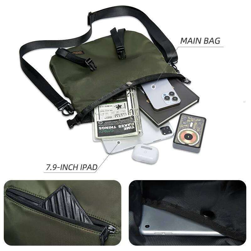 MATE ELAN Waterproof Mens Sling Anti-Theft Design, Crossbody For Travel Sport, Japanese Shoulder Bag Ipad Fit 7.9 inch