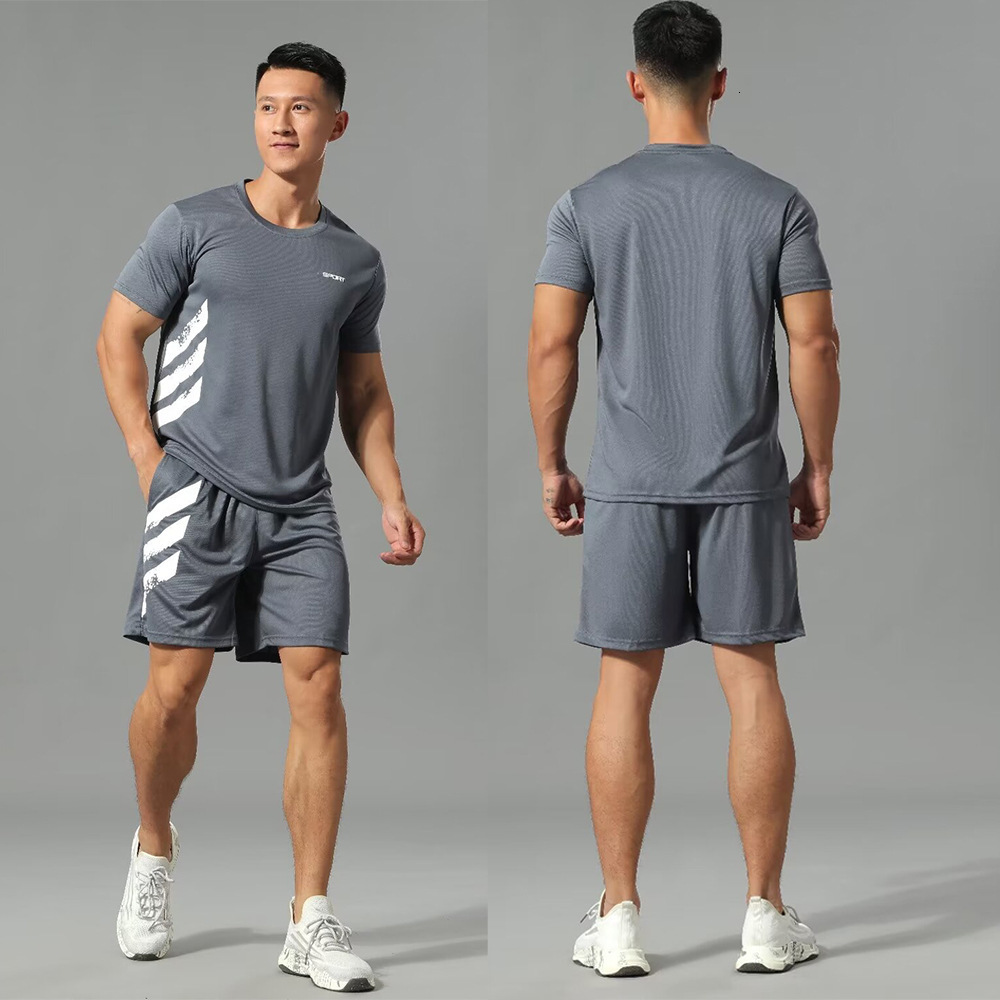 Short Sleeve Unisex Casual Quick-Dry Clothing Set Women Outdoor Thin Loose Sports Suit Spring Autumn Men