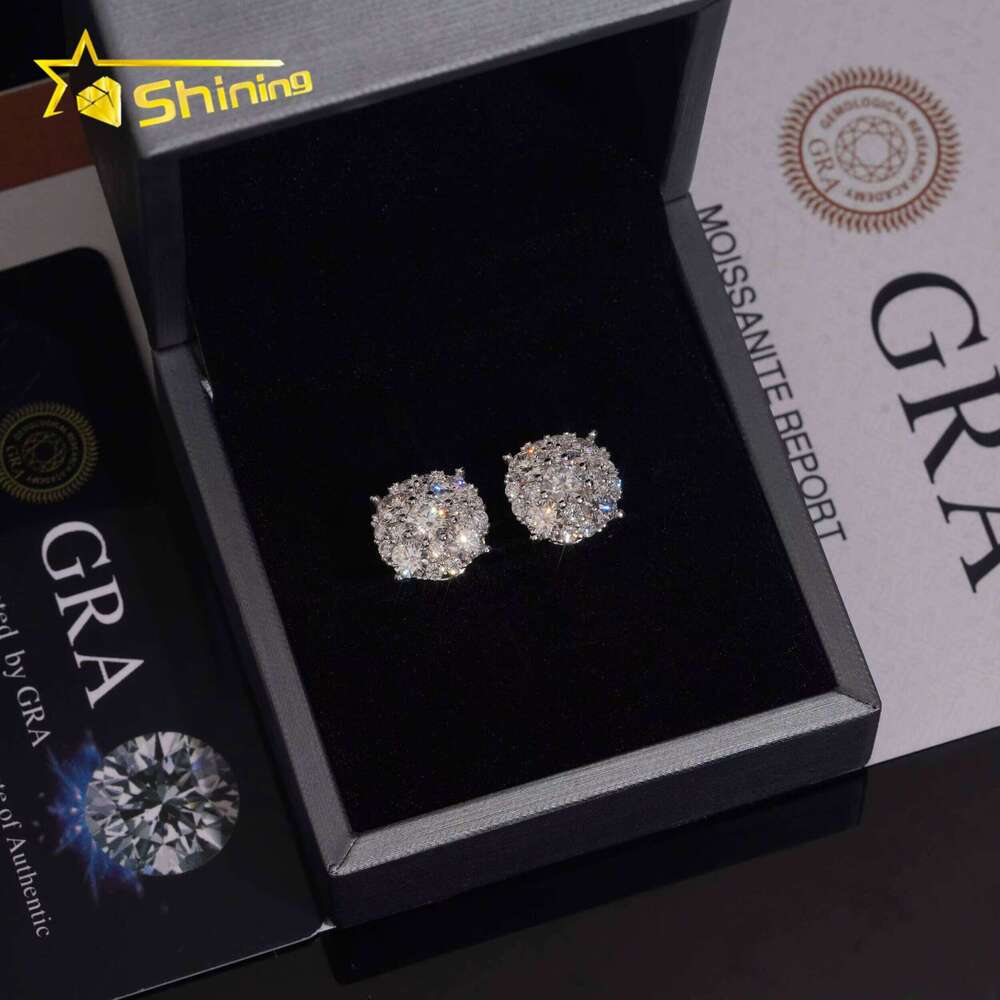 Hot Sale Pass Tester D VVS Moissanite Dia Earrings Screw Back Sier Hip Hop Stud Earring for Men and Women