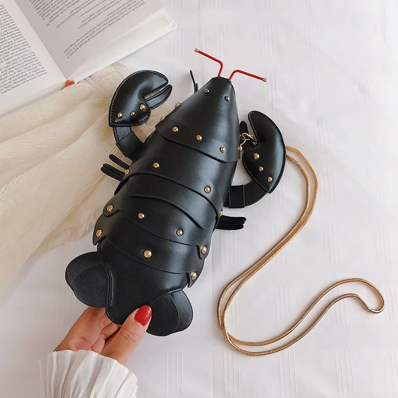 Lobster Design Mini Shoulder Bag for Women - Trendy Cartoon Animal Style Chain Crossbody Handbag