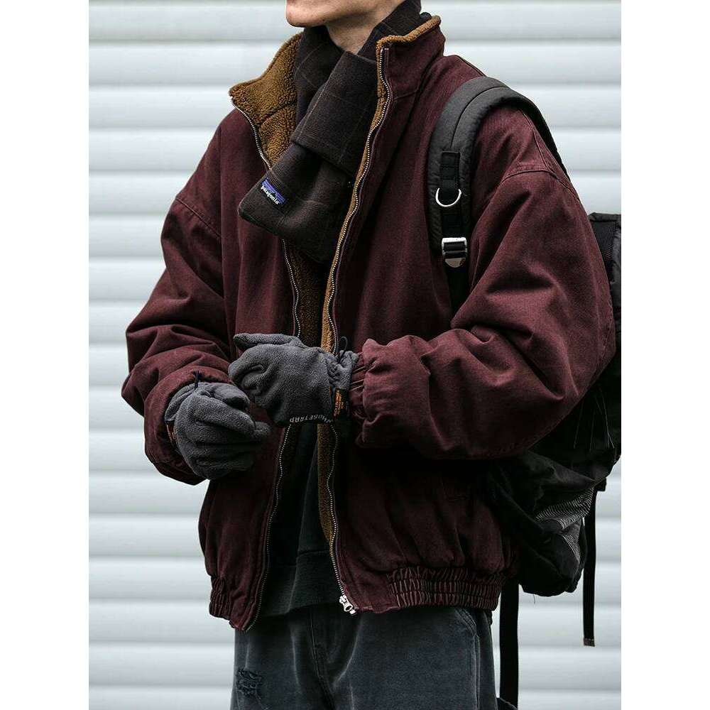 Japanese Vintage Polar Fleece Men Winter High Quality Thick Jacket Korean Streetwear Loose Couple Trendy Warm Coat Male 250703