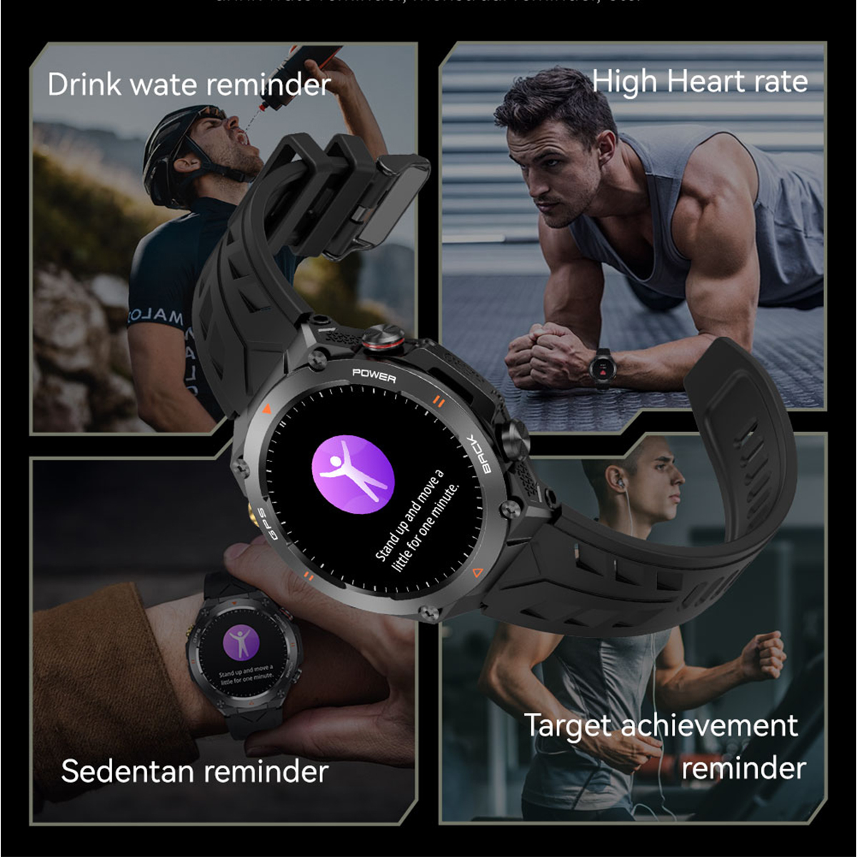 KC82 Smart Watch GPS Tracking Outdoor Sports Compass AI Voice Bluetooth Call Altitude Air Pressure 650mAh Battery Smartwatch Men