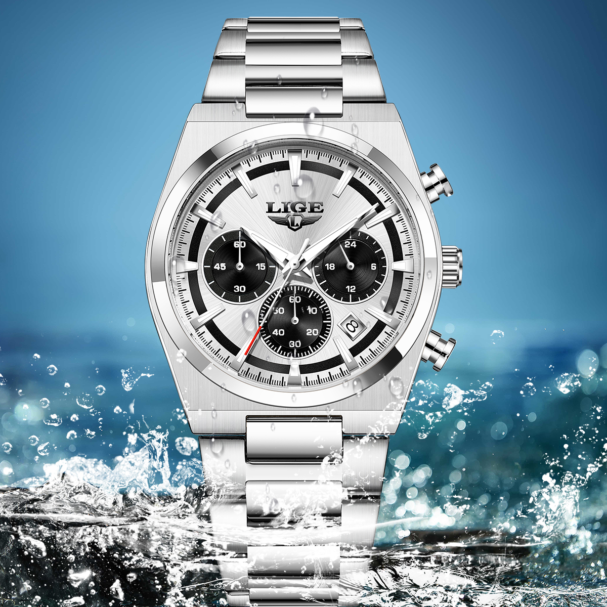 LIGE Men's Quartz Watch Waterproof Watch Top Brand Universal Style Square Case Fashion Business Watch Holiday Gift Teen Watch