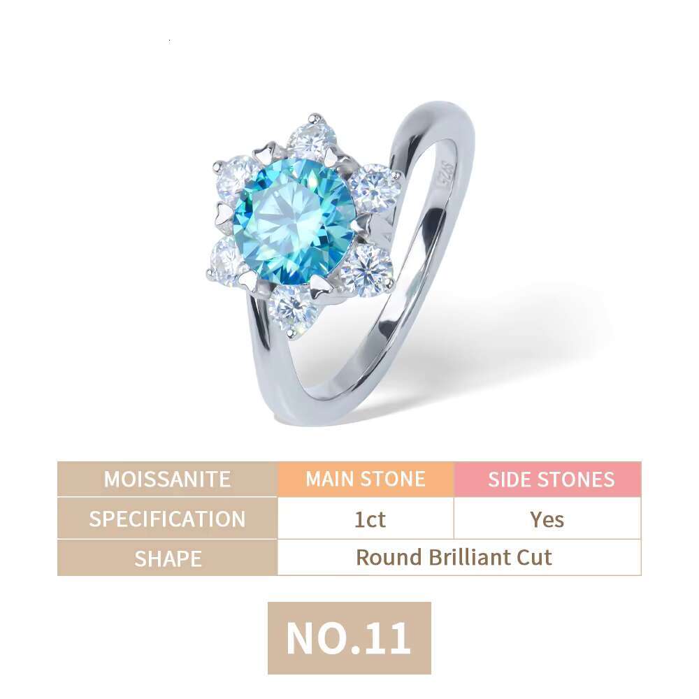 Premium Jewelry VVS Moissanite Ring 925 Sterling Silver Colorful Wedding Party Fashion Bling Bling Diamond GRA Certified